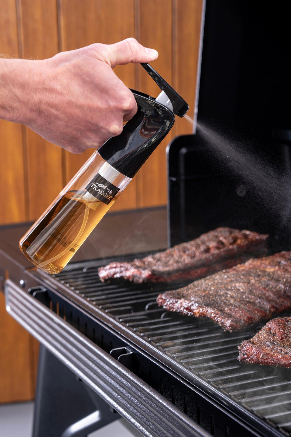 Traeger spritzer label and BPA-free material for food-safe use