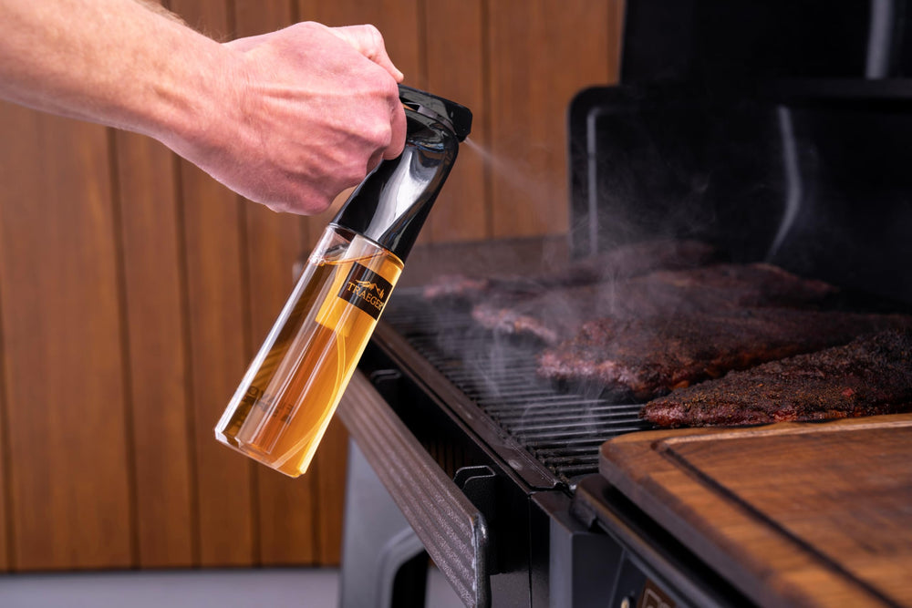 Traeger spritzer nozzle close-up highlighting fine mist output and control