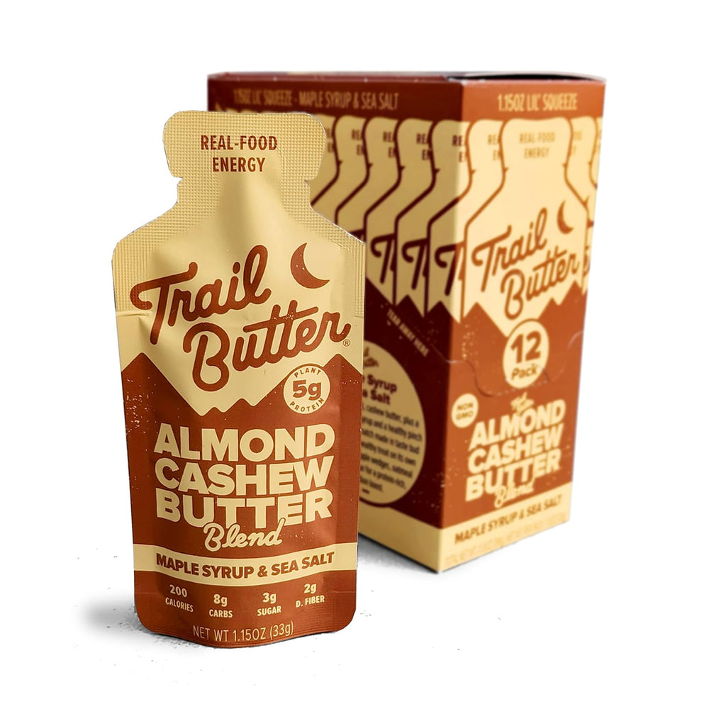 Trail Butter front packaging showing maple sea salt flavor and single-serve benefit