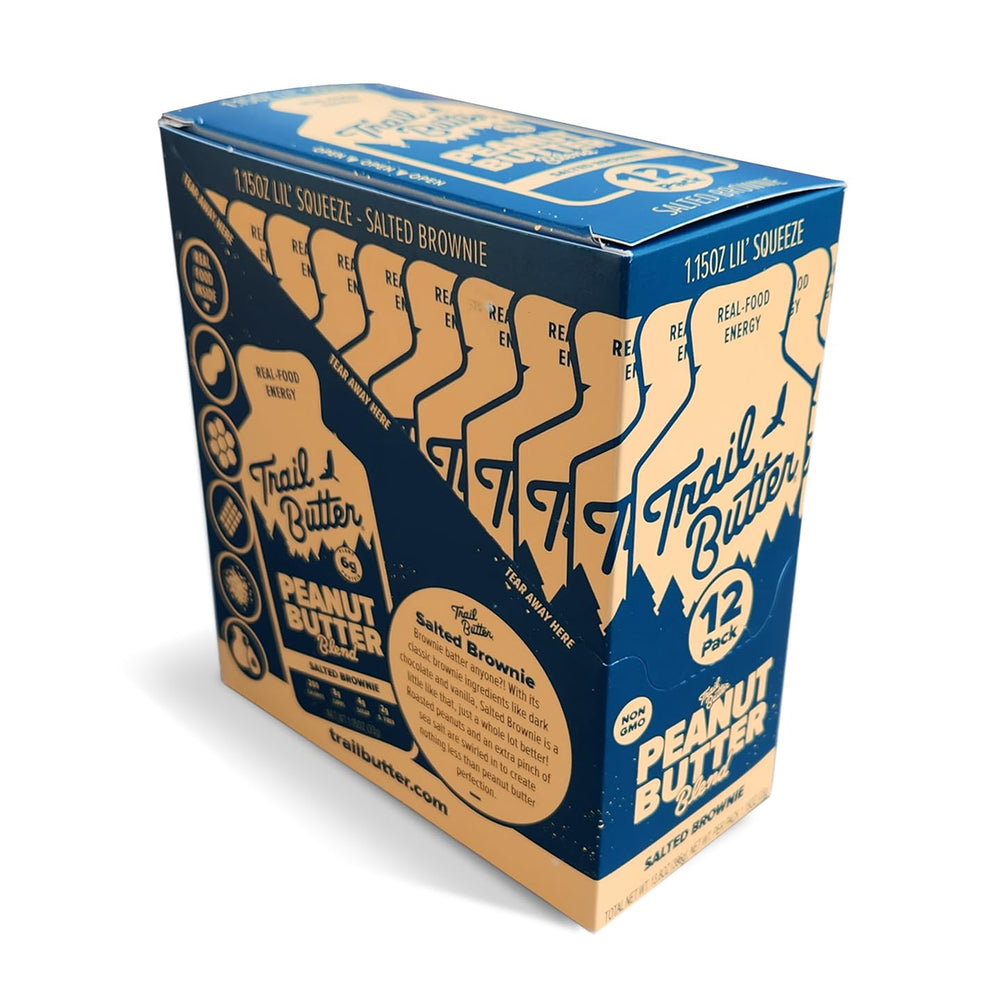 Trail Butter pouch in hand size comparison showing compact single-serve convenience