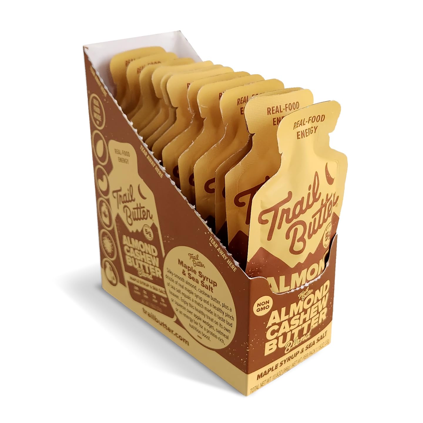 Trail Butter pouch next to credit card showing compact travel-friendly size
