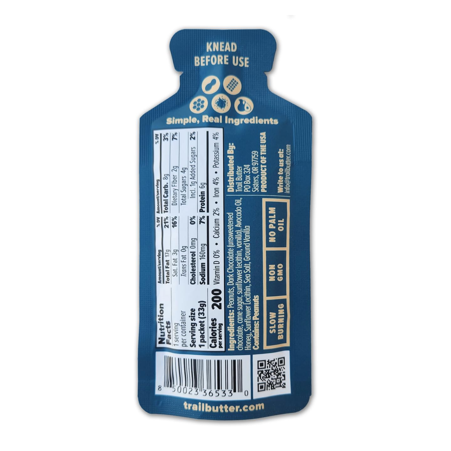 Trail Butter squeezed texture close-up showing creamy nut butter for steady fuel
