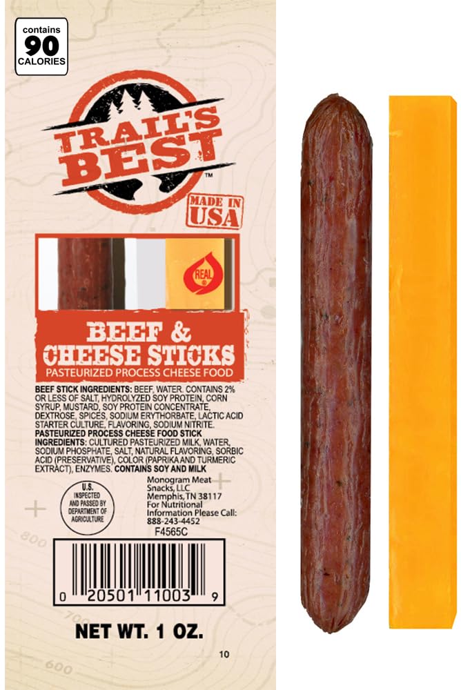 Trail's Best close-up beef stick texture highlighting moistness and savory appeal