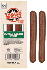Trail's Best close-up of a single wrapped stick highlighting portable size and savory appeal
