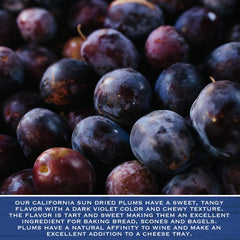 Traina chopped plum halves ready for baking with usable pieces