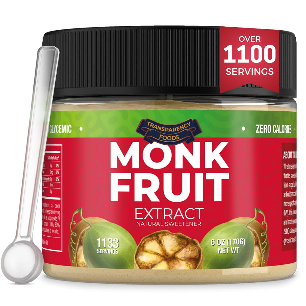 Transparency Foods bottle front label showing product name and size benefits