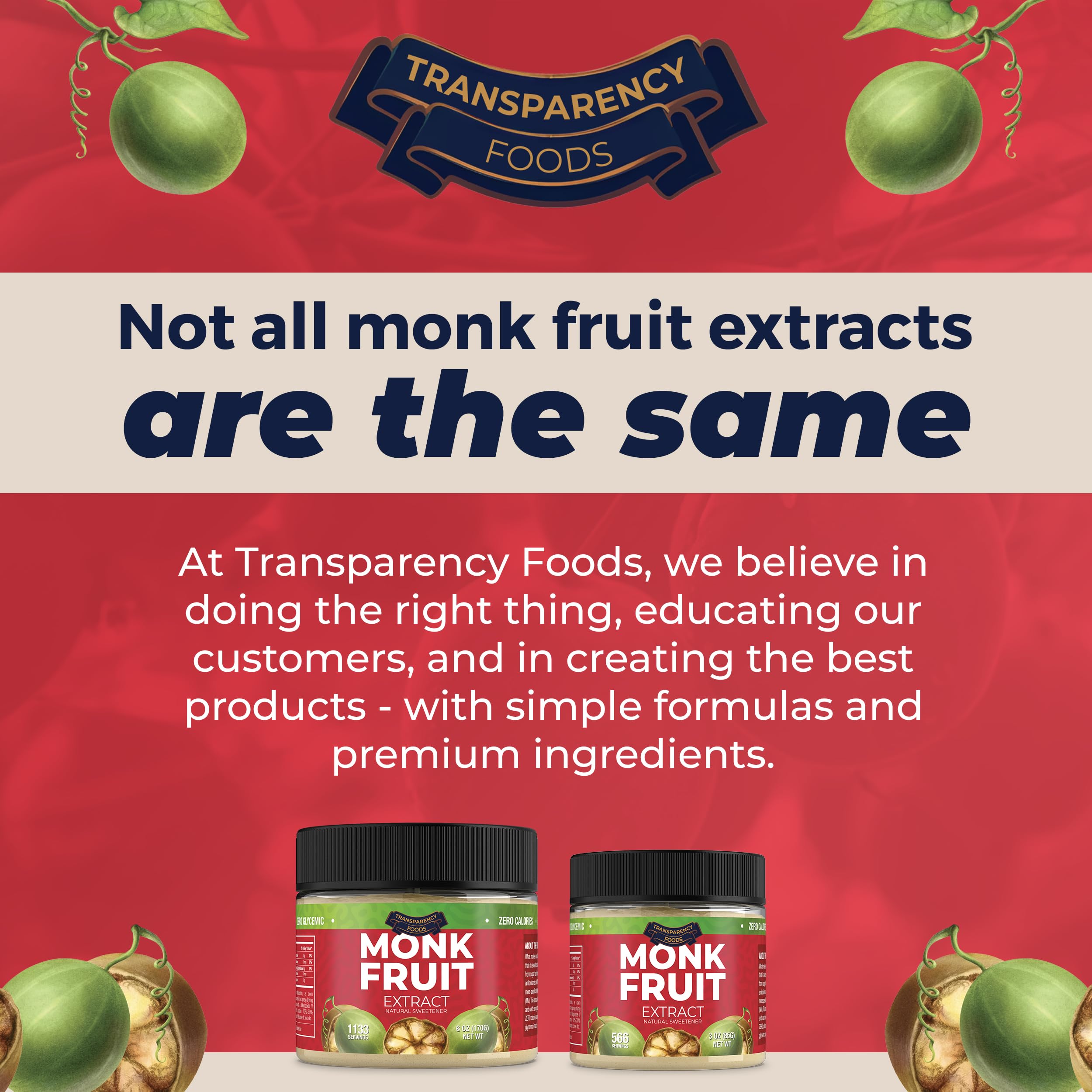 Transparency Foods bottle back label with ingredient and third-party testing details