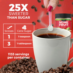 Transparency Foods powdered monk fruit texture highlighting fine grain and purity