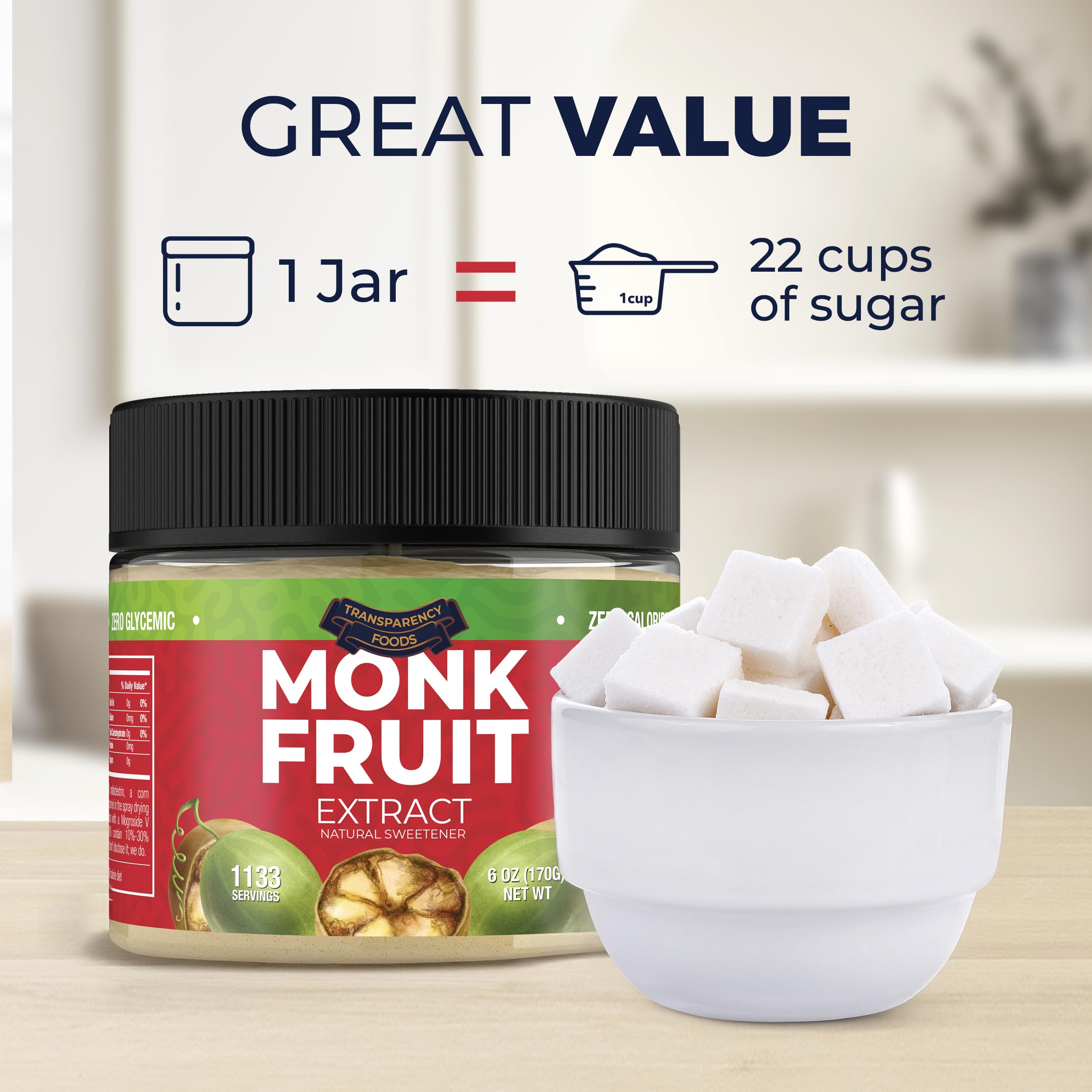 Transparency Foods scoop on a scale showing precise serving weight and consistency