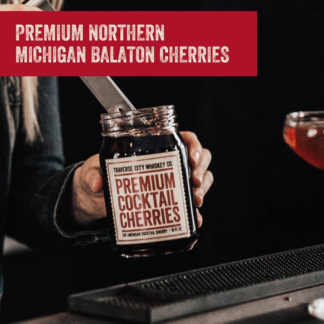 TRAVERSE CITY WHISKEY CO. close texture shot of cherry skin and syrup showcasing quality