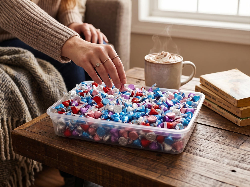 TREATBASKET chocolates in a decorative bowl with colorful foil — ideal for party displays