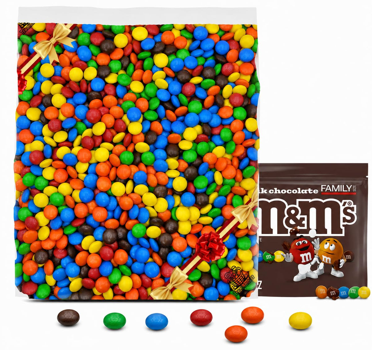 TREATBASKET M&M front packaging showing one-pound bag for parties