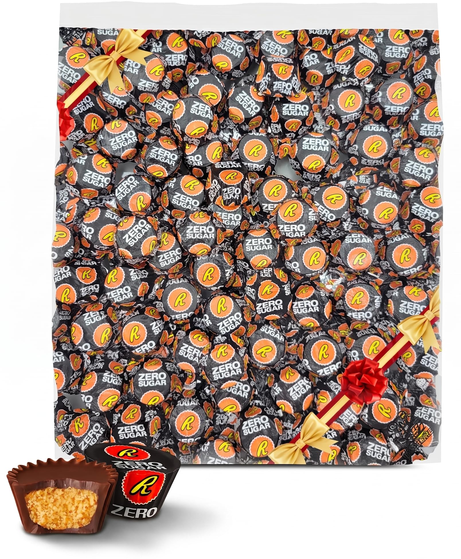TREATBASKET Reese's zero sugar front packaging showing clear gift bag benefit: ready-to-gift
