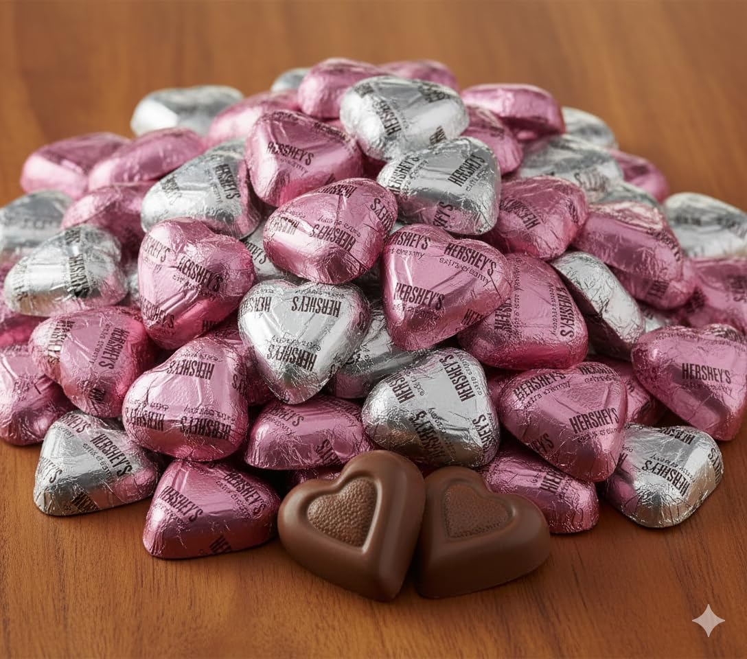 TREATBASKET hearts scattered on a table adding instant romantic décor and treats