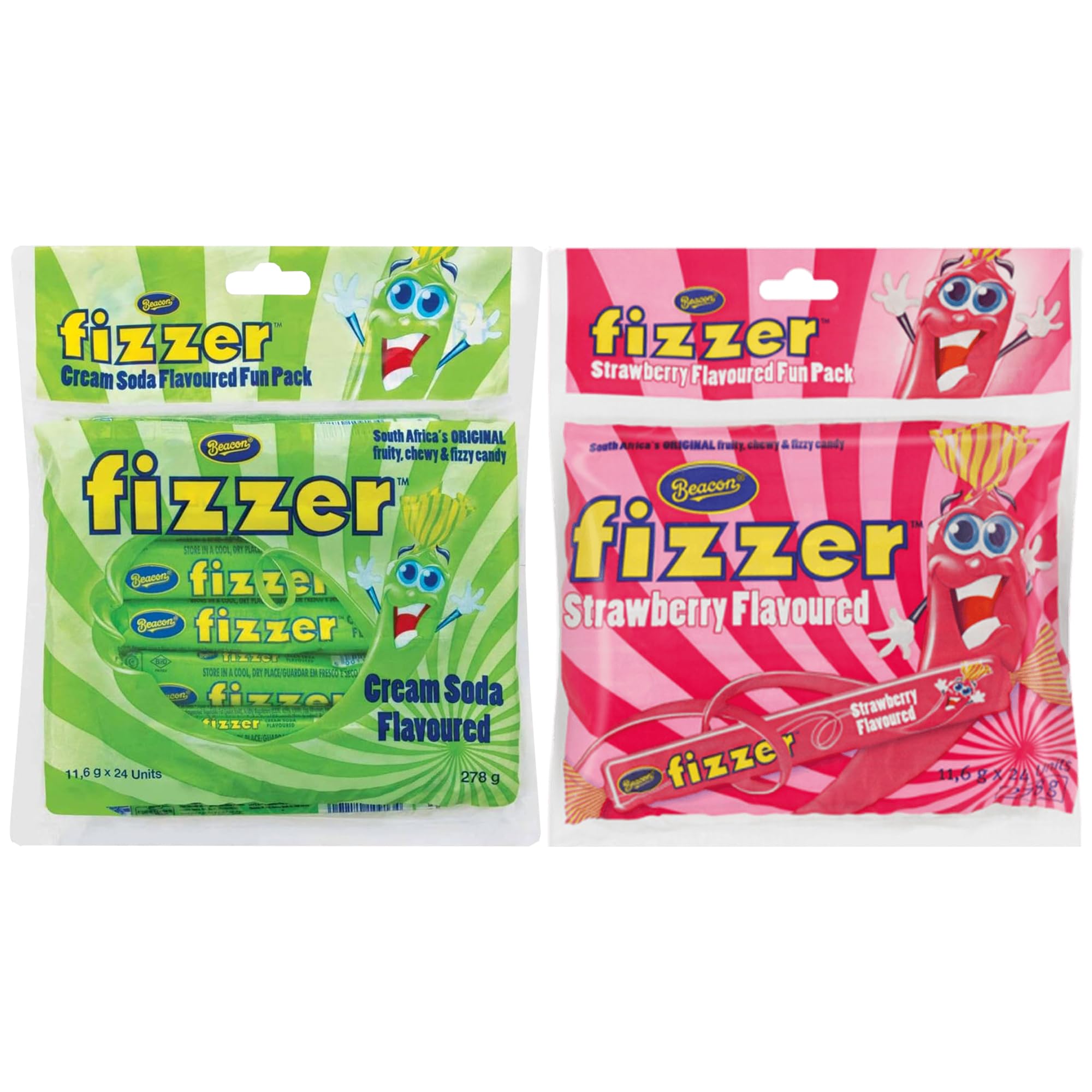 Treats from Home Beacon Fizzers front packaging showing brand and two flavors, appealing display