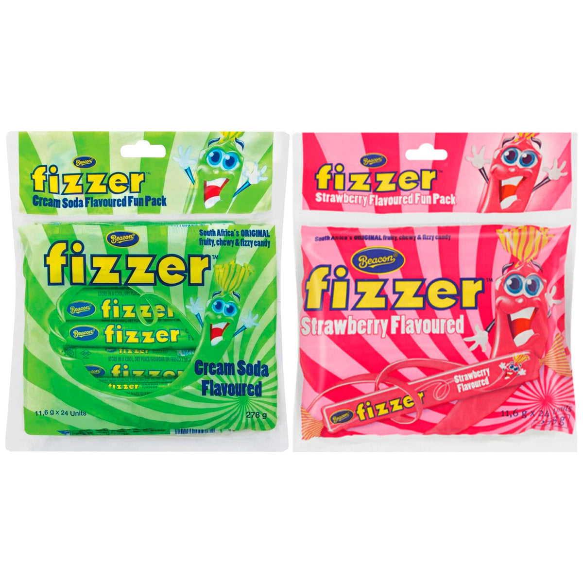 Treats from Home Beacon Fizzers front packaging showing brand and two flavors, appealing display