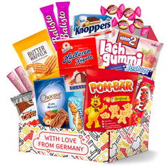 Treats from Home front packaging of German Snack Box showing brand and contents benefit gifting