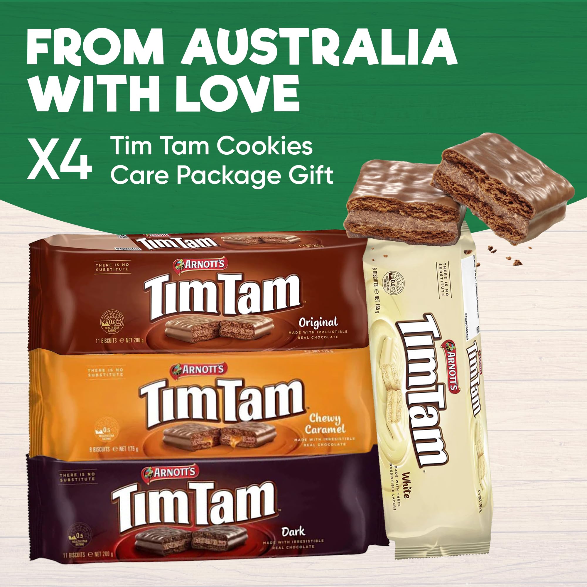 Treats from Home Tim Tam Chewy Caramel open pack showcasing gooey caramel benefit