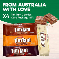Treats from Home Tim Tam Chewy Caramel open pack showcasing gooey caramel benefit