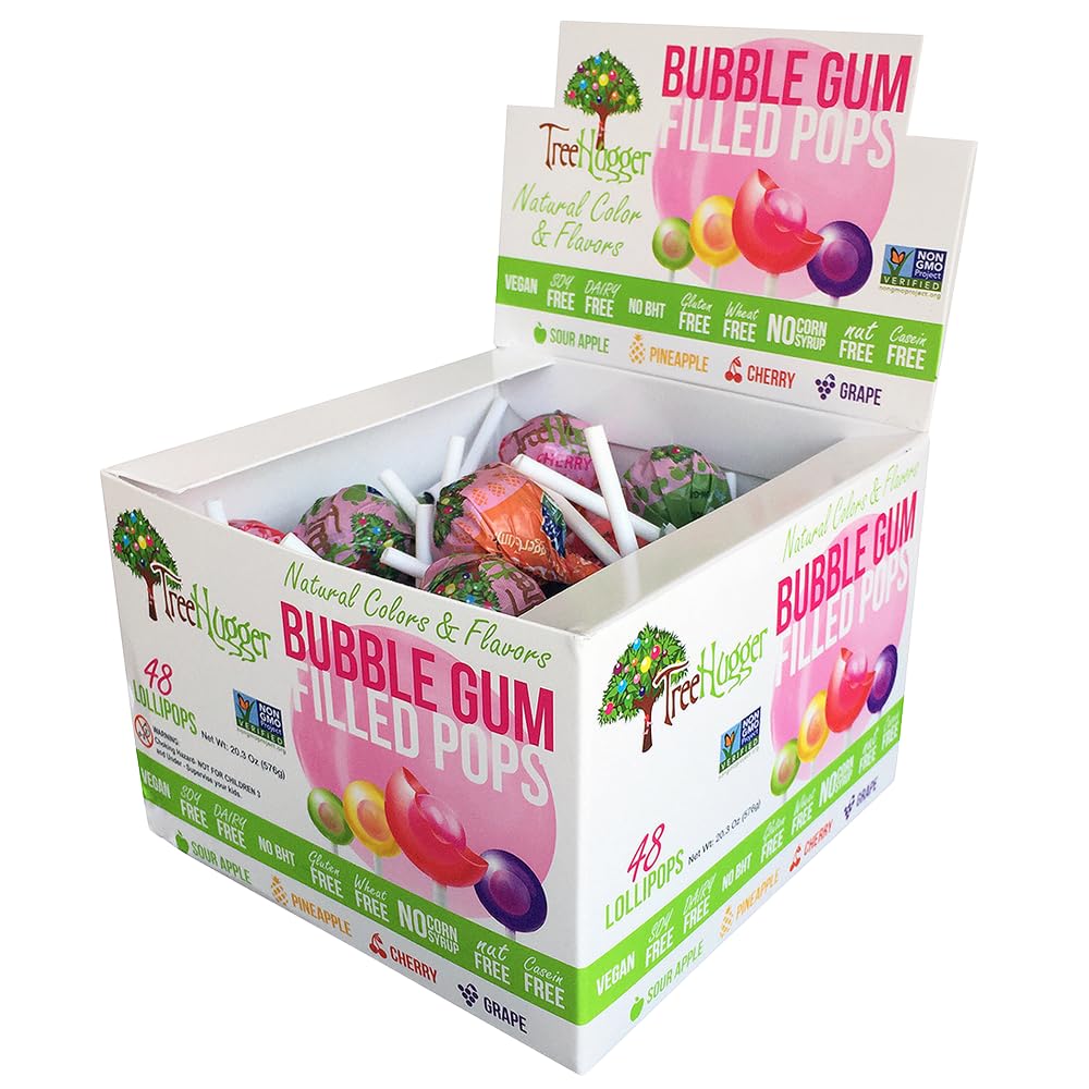 Tree Hugger front display box showing 48 pops and clear flavor variety