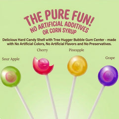 Tree Hugger single wrapped lollipop highlighting hygienic packaging benefit