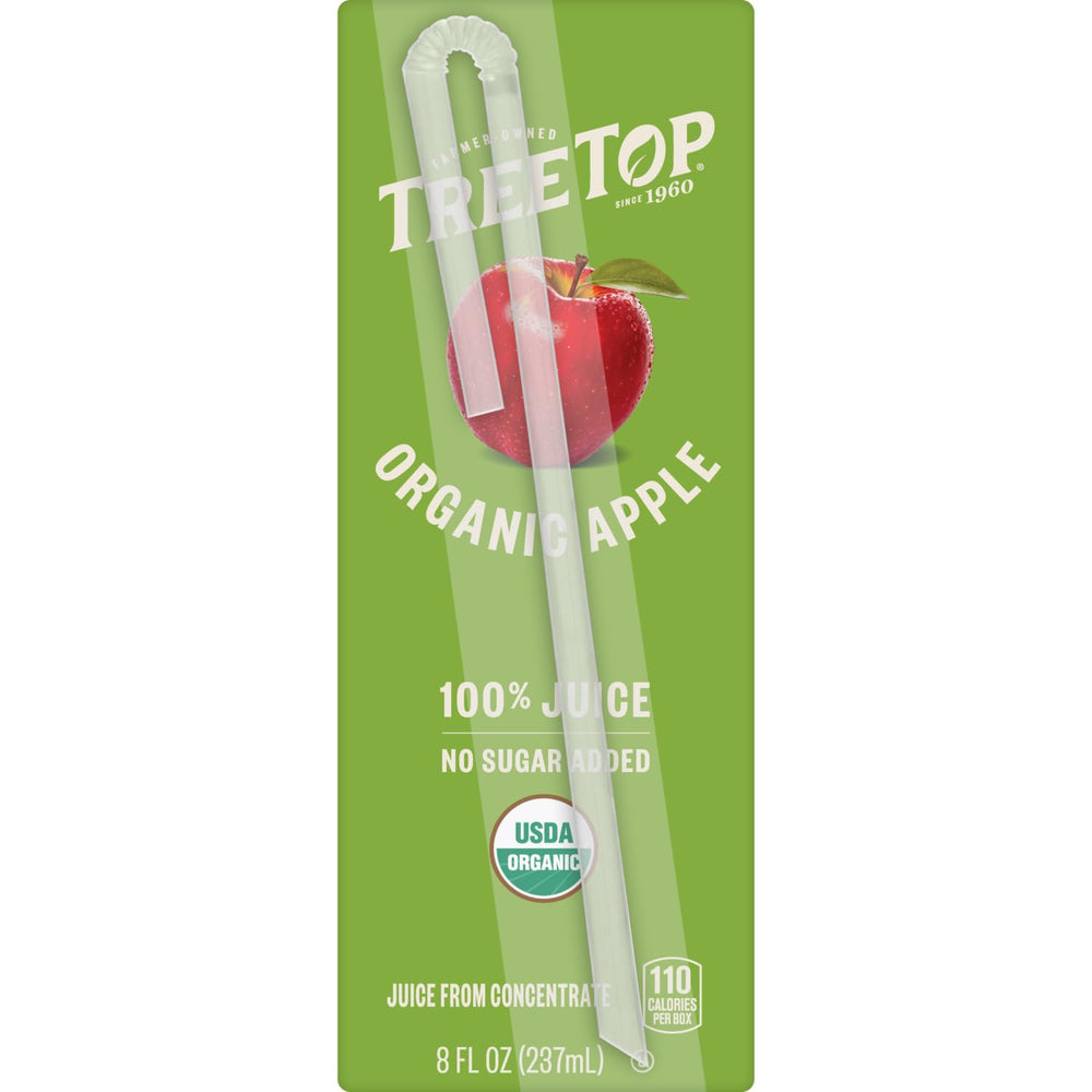 Tree Top carton placed inside a packed lunchbox demonstrating convenient single-serve portability