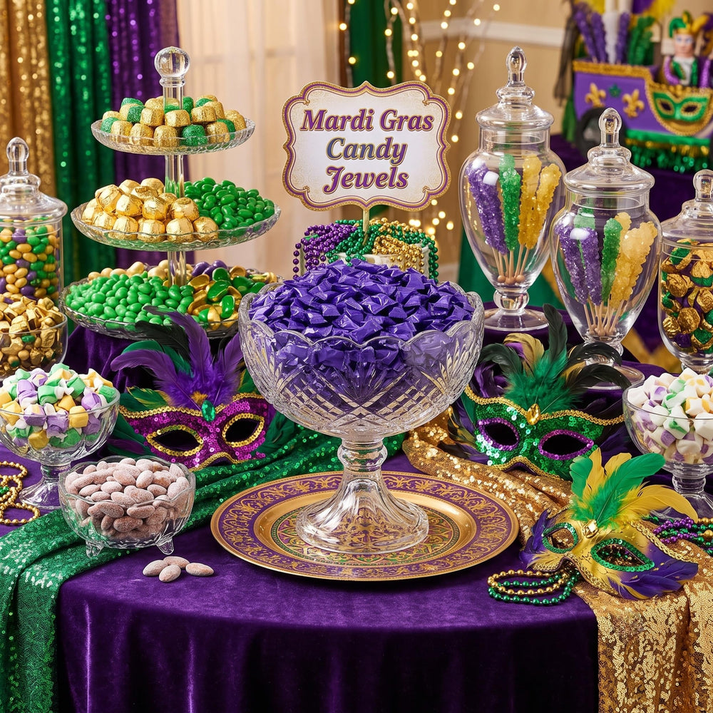 tree treasures favor bags filled with purple mints ready for party favors and quick assembly