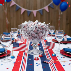 Tree Treasures bowl display on table at party, instantly festive serving solution