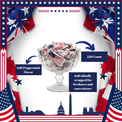 Tree Treasures close-up of flag wrapper design, clear patriotic presentation benefit