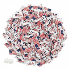 Tree Treasures front packaging showing 220 patriotic wrapped mints, convenient bulk supply