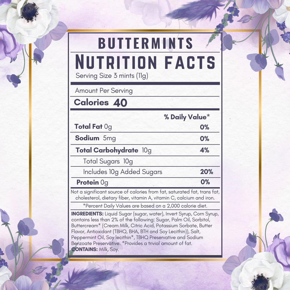 tree treasures label and nutrition panel close-up showing product information and ingredients