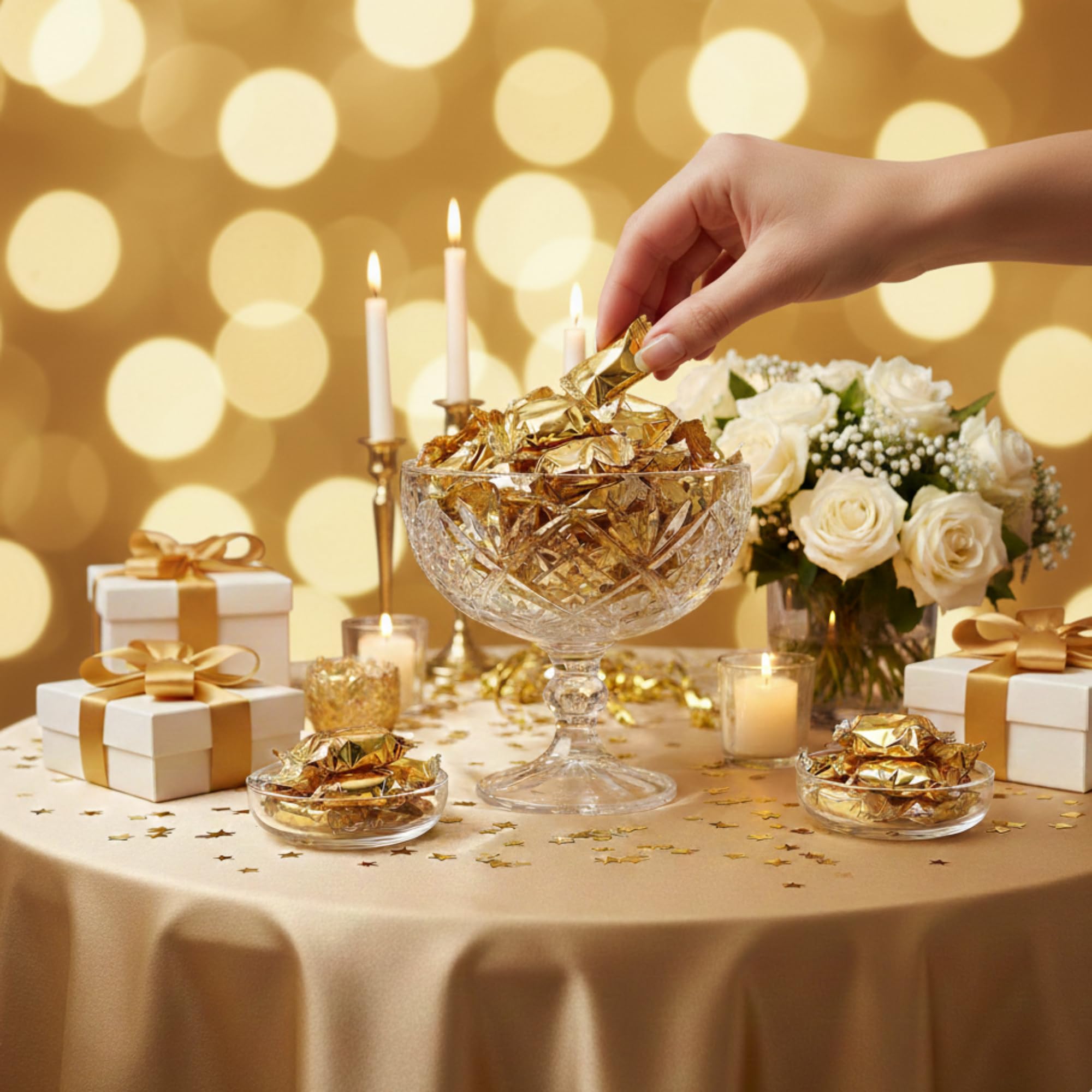 Tree Treasures close-up of gold wrapper texture highlighting premium look and freshness