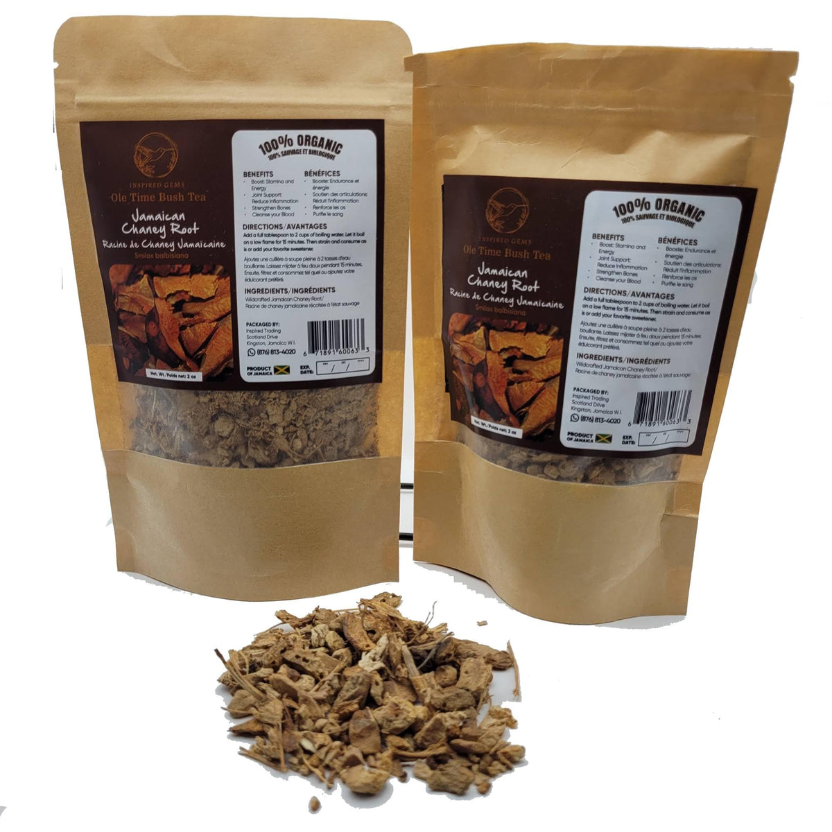 Trelawny Inspirations front packaging showing two 2oz pouches for convenience