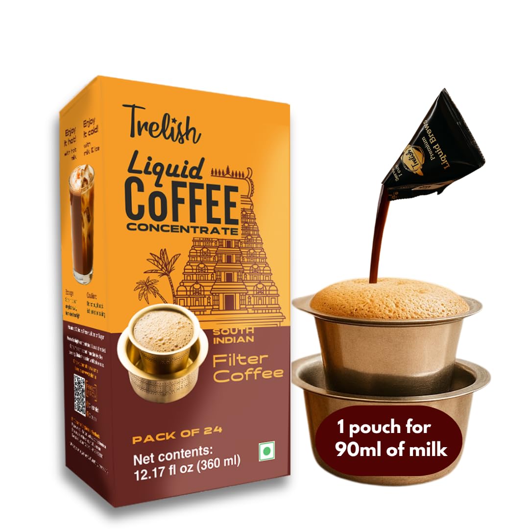 Trelish front packaging showing South Indian filter concentrate for authentic flavor