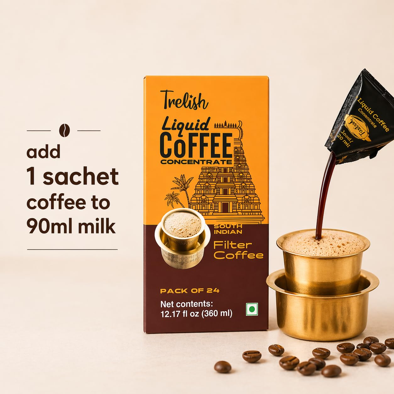 Trelish single-serve pouch opened ready to mix for instant convenience