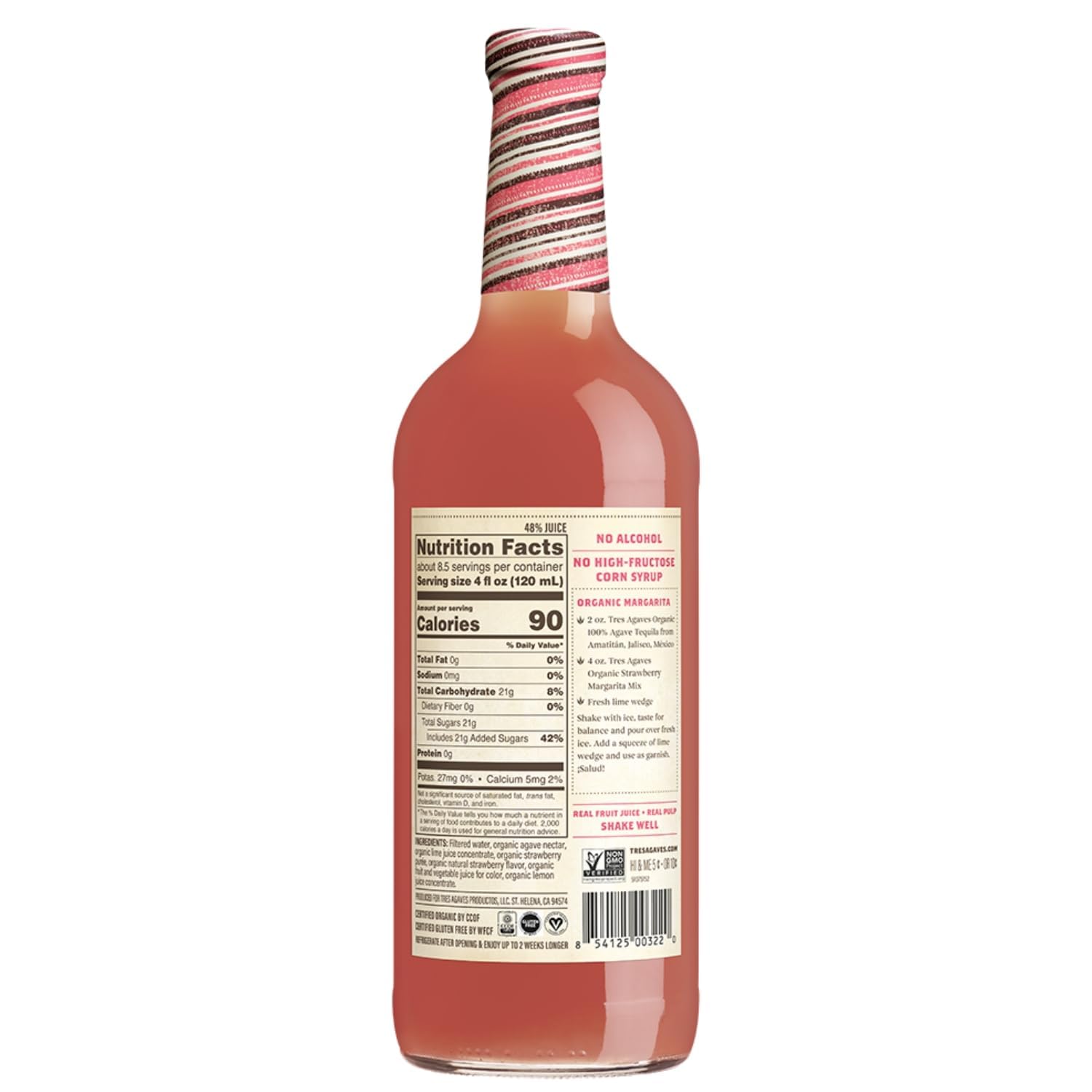 Tres Agaves close-up of strawberry purée texture highlighting natural fruit content
