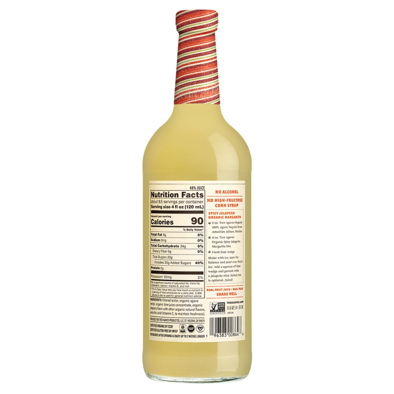 Tres Agaves spicy margarita in a glass with garnish showing vibrant presentation benefit