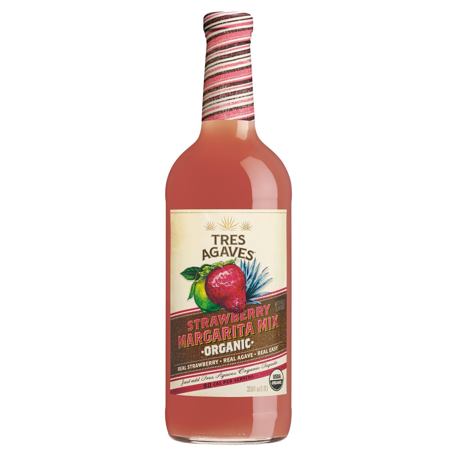 Tres Agaves frozen strawberry daiquiri served in glass, refreshing party-ready drink