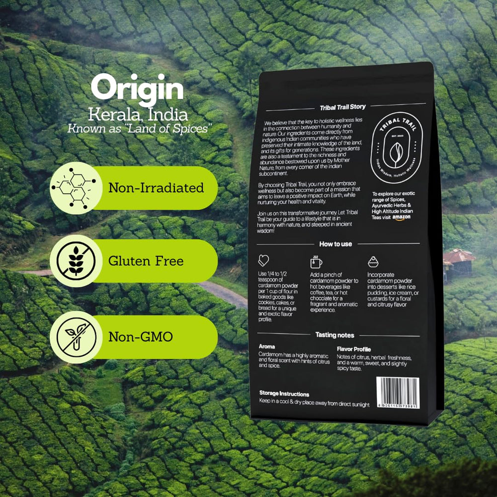 Tribal Trail cardamom stirred into tea adding floral aroma to cup