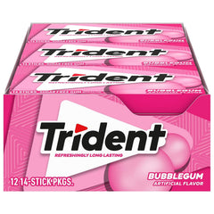 Trident front packaging showing bulk 12-pack and brand freshness