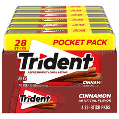 Trident front packaging showing cinnamon gum and quantity for quick identification and stocking