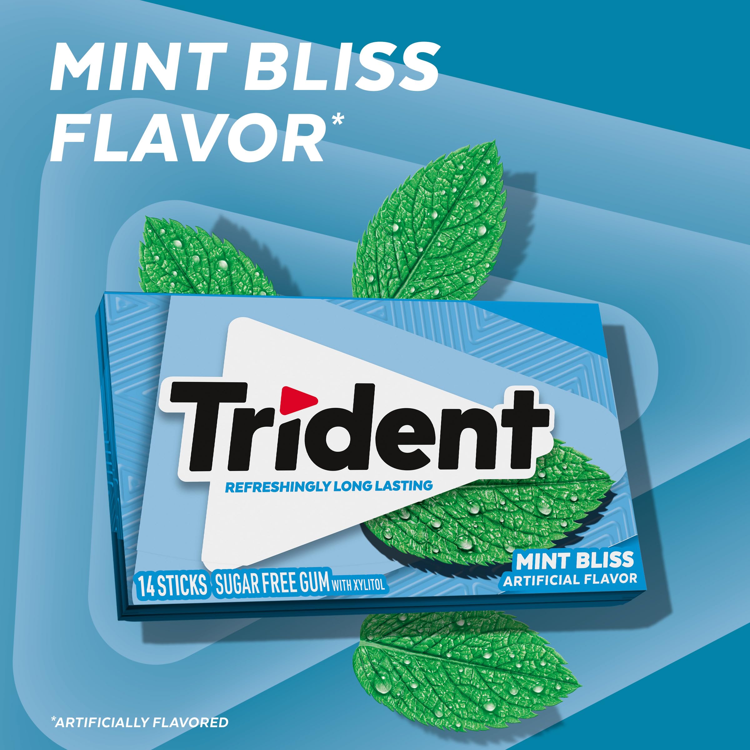 Trident Mint Bliss individually wrapped sticks ready to carry for fresh breath