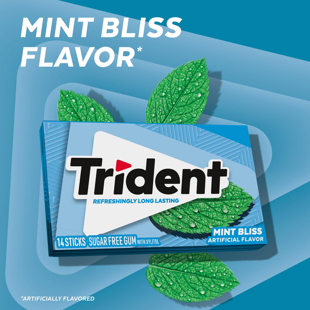 Trident Mint Bliss individually wrapped sticks ready to carry for fresh breath