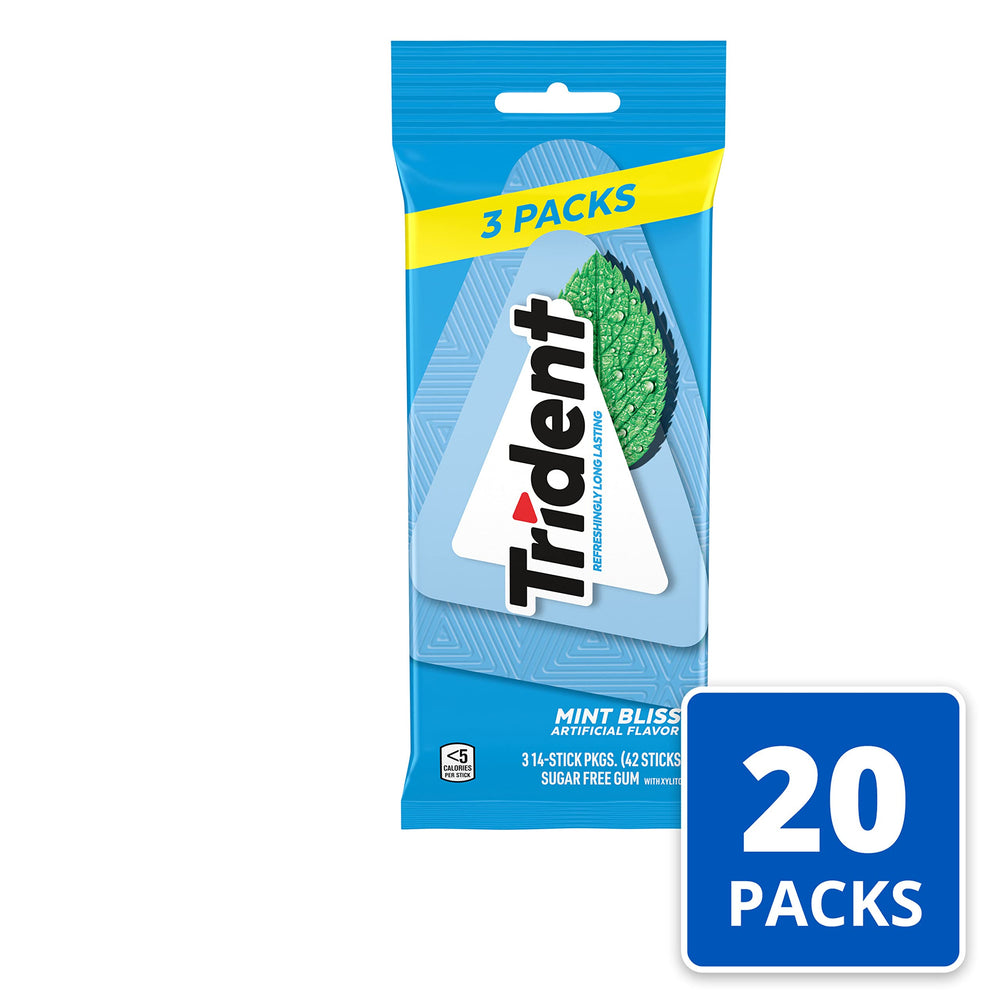Trident Mint Bliss individually wrapped sticks organized for travel convenience