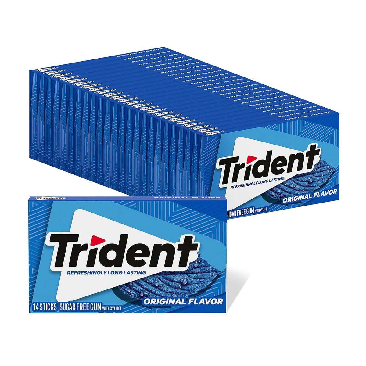 Trident Original front pack showing branding and peppermint-cinnamon flavor benefit