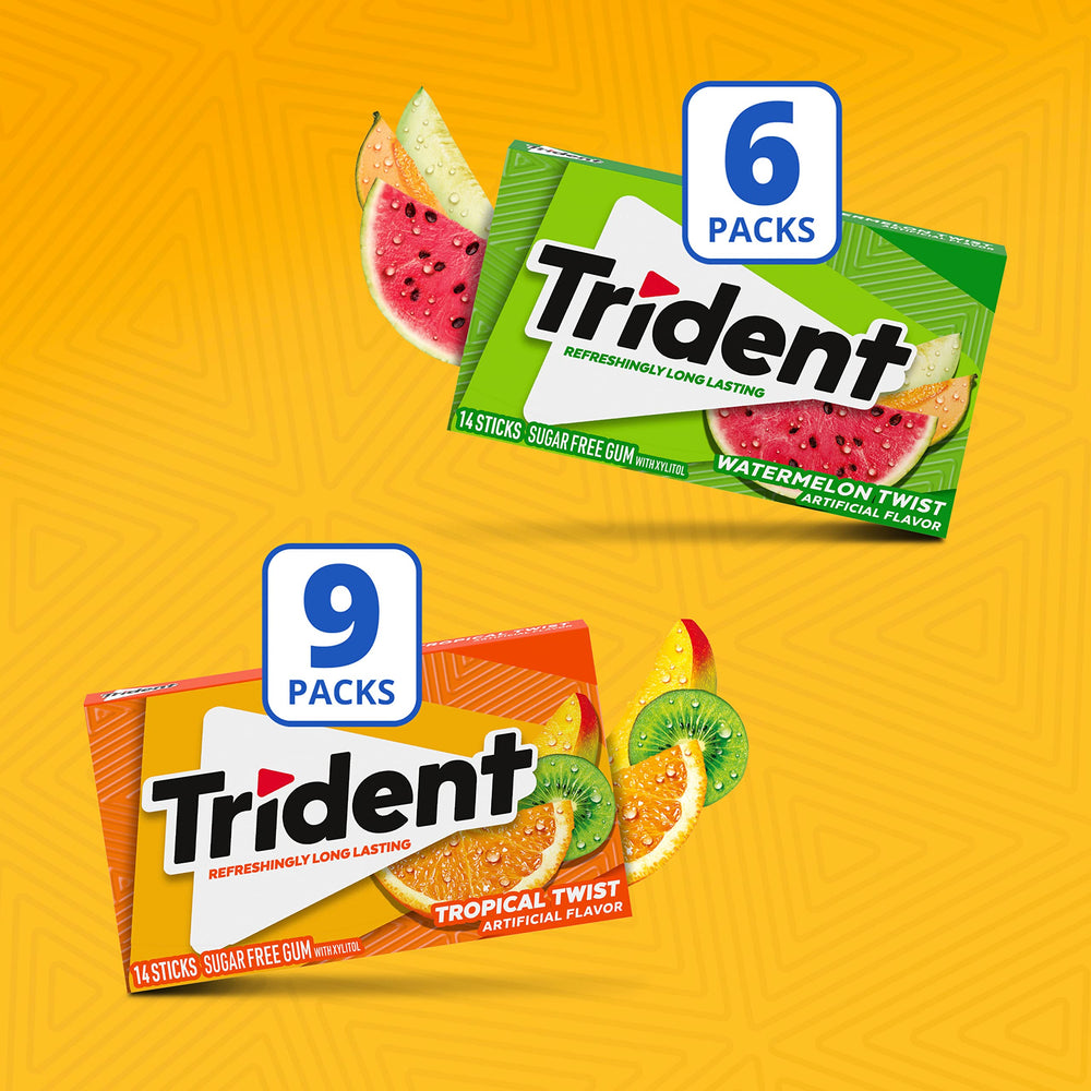 Trident pack placed in a snack basket illustrating gift and party use