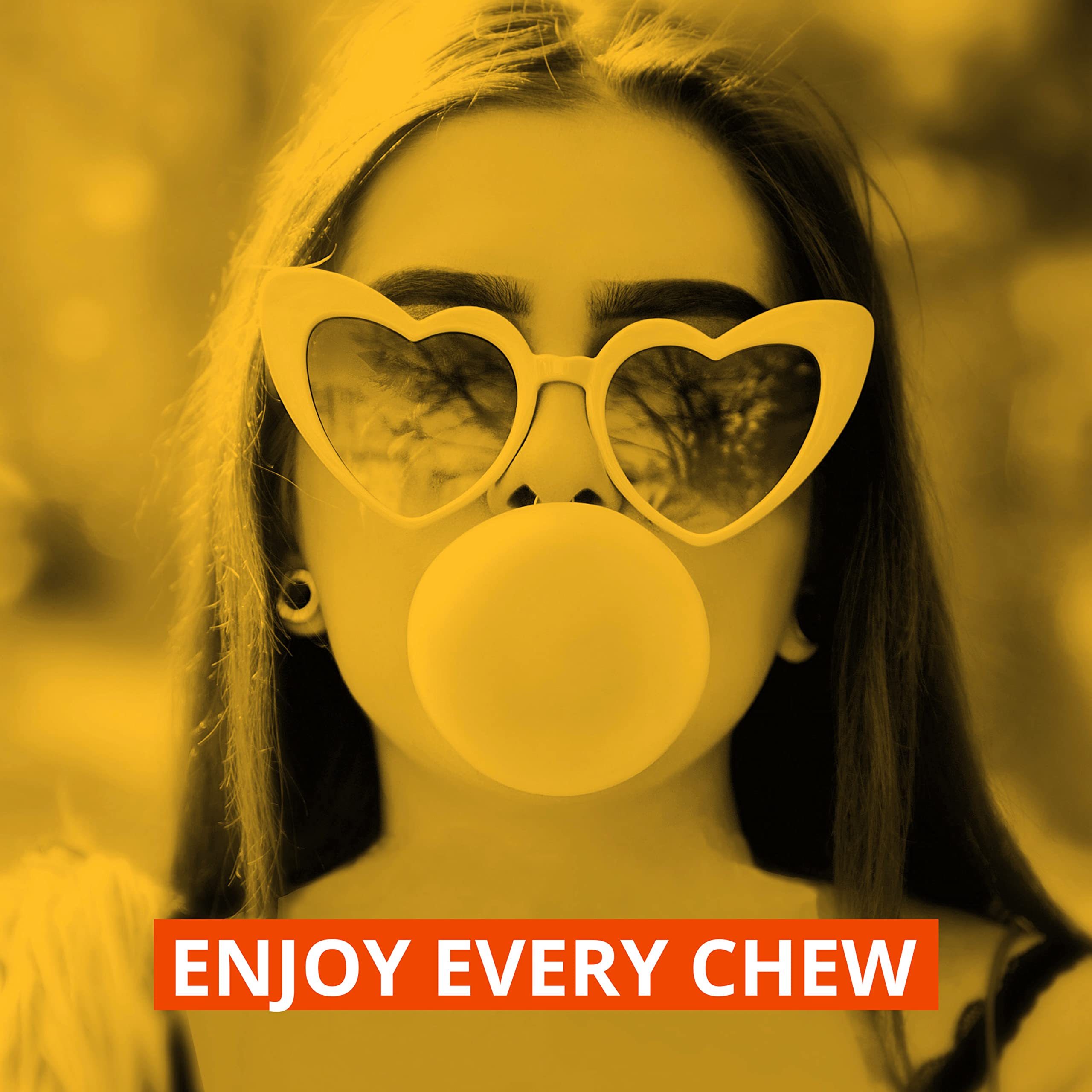 Person chewing Trident gum demonstrating fresh fruity flavor on the go