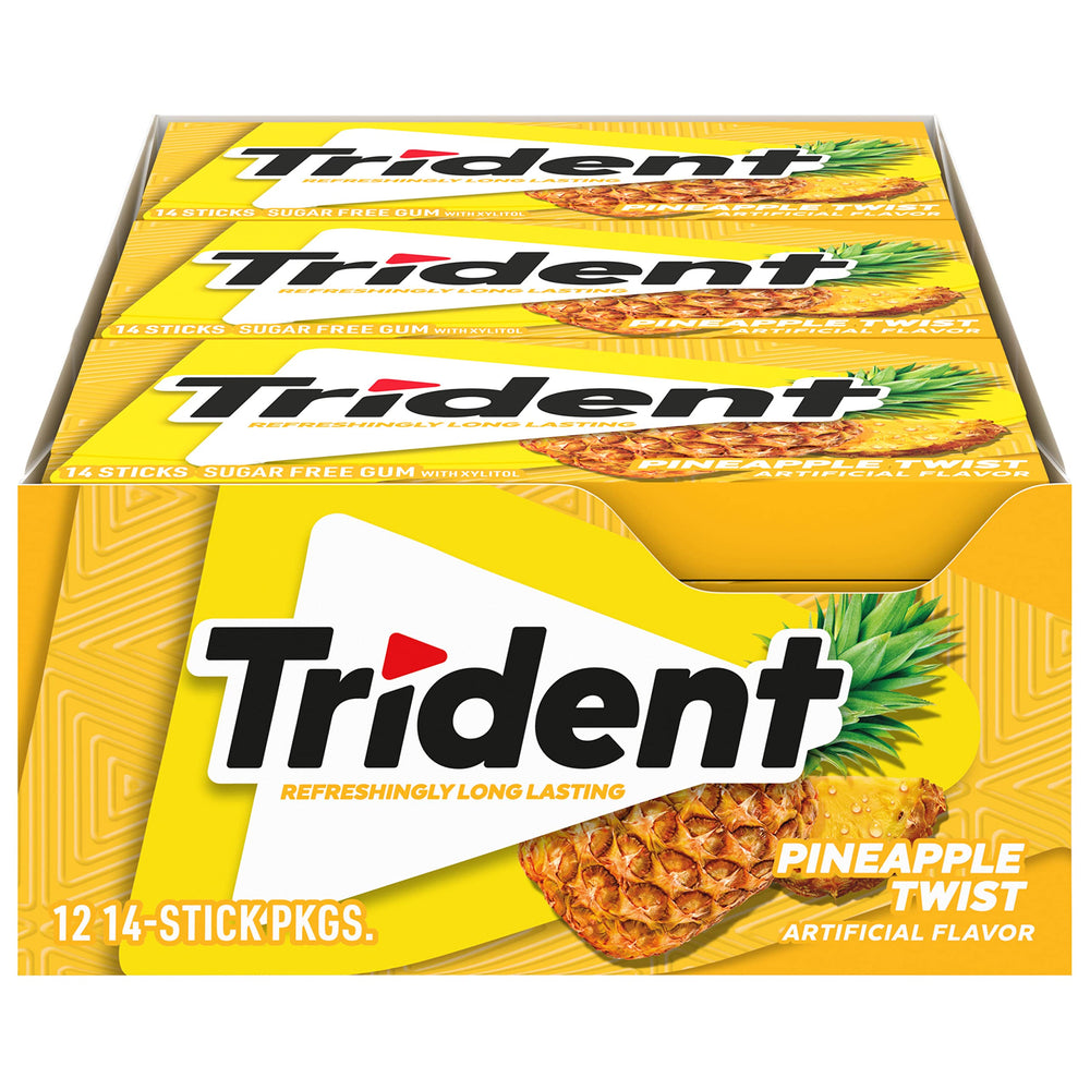 Trident front packaging showing pineapple flavor and bulk convenience