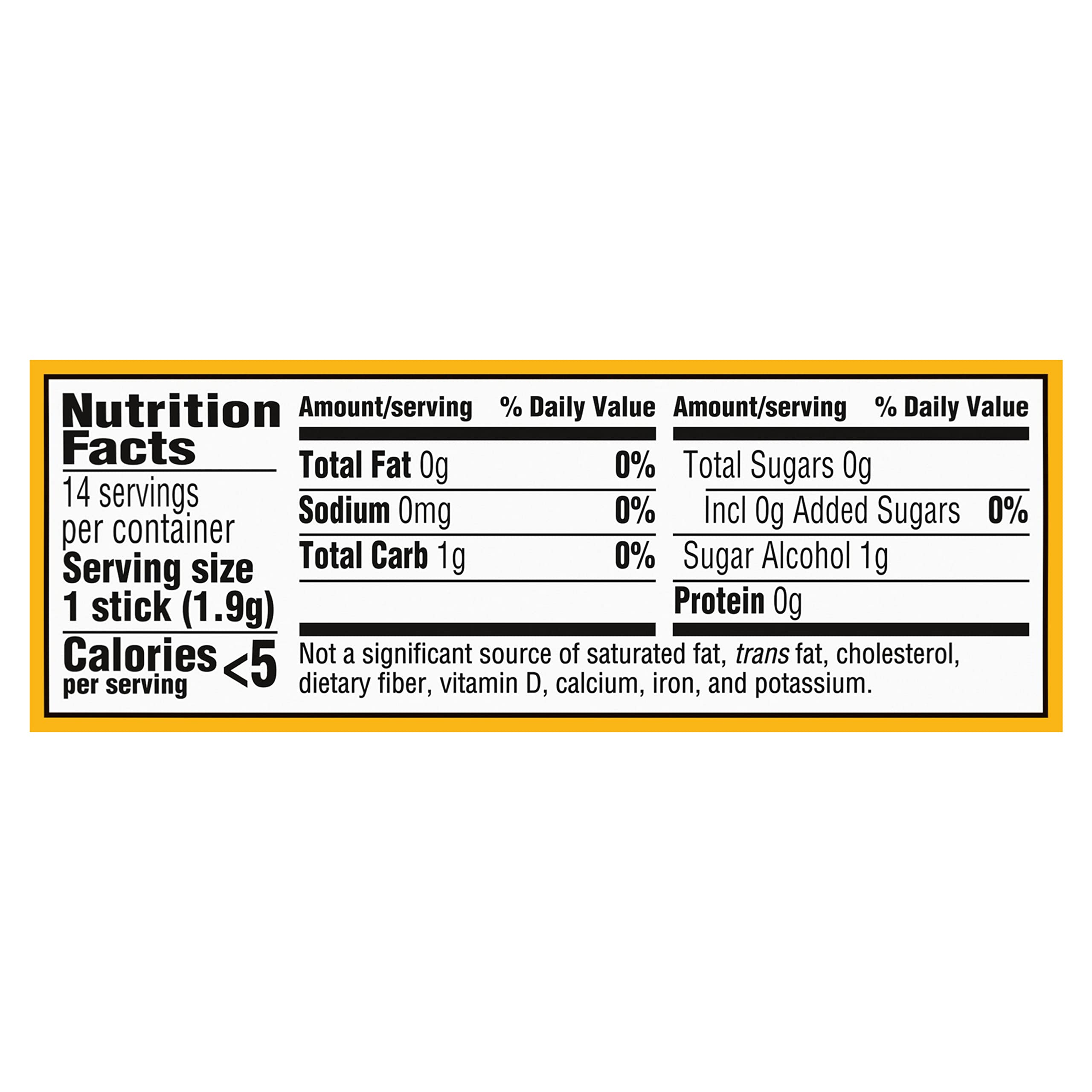 Trident nutrition label and ingredients panel for product transparency