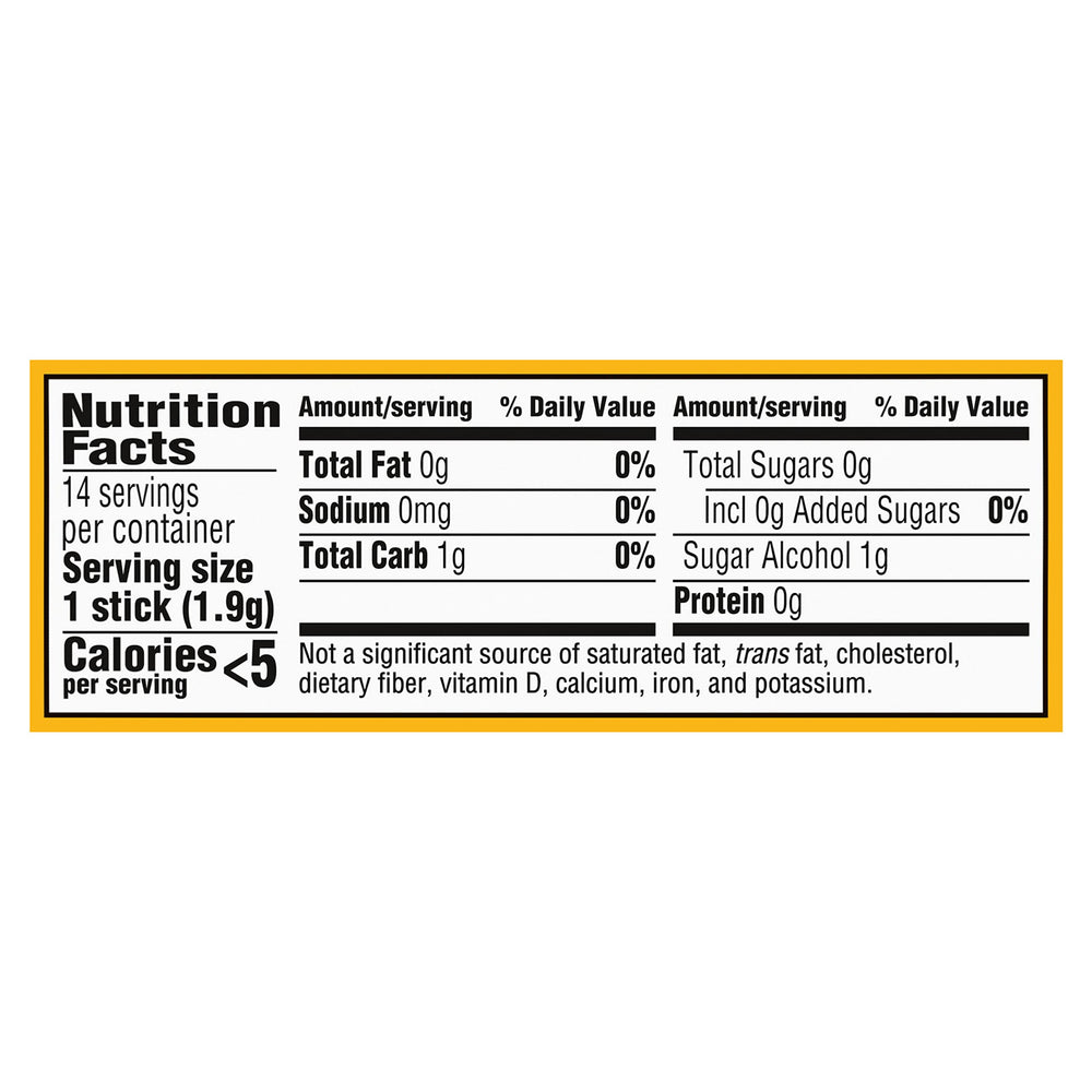 Trident nutrition label and ingredients panel for product transparency